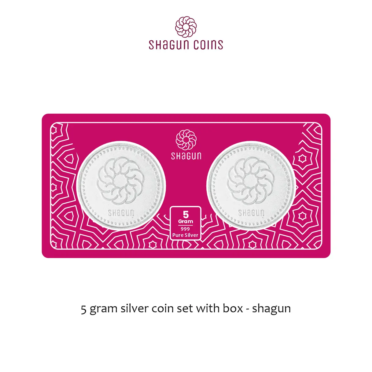 5 GRAM SILVER COIN SET WITH BOX - shagun