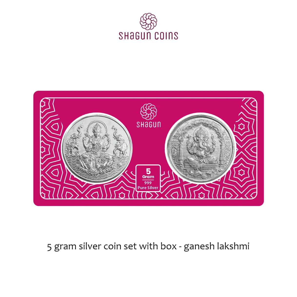 5 GRAM SILVER COIN SET WITH BOX - Ganesh lakshmi