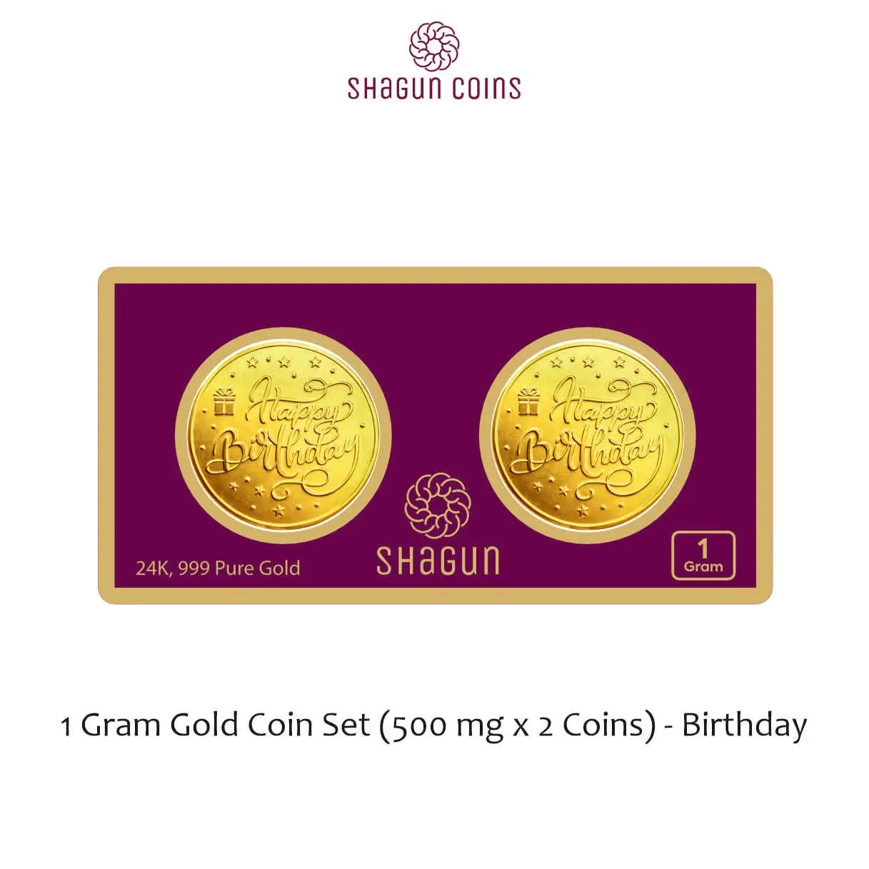 1 GRAM GOLD COIN SET NEW   (500 mg. x 2 COINS) Birthday