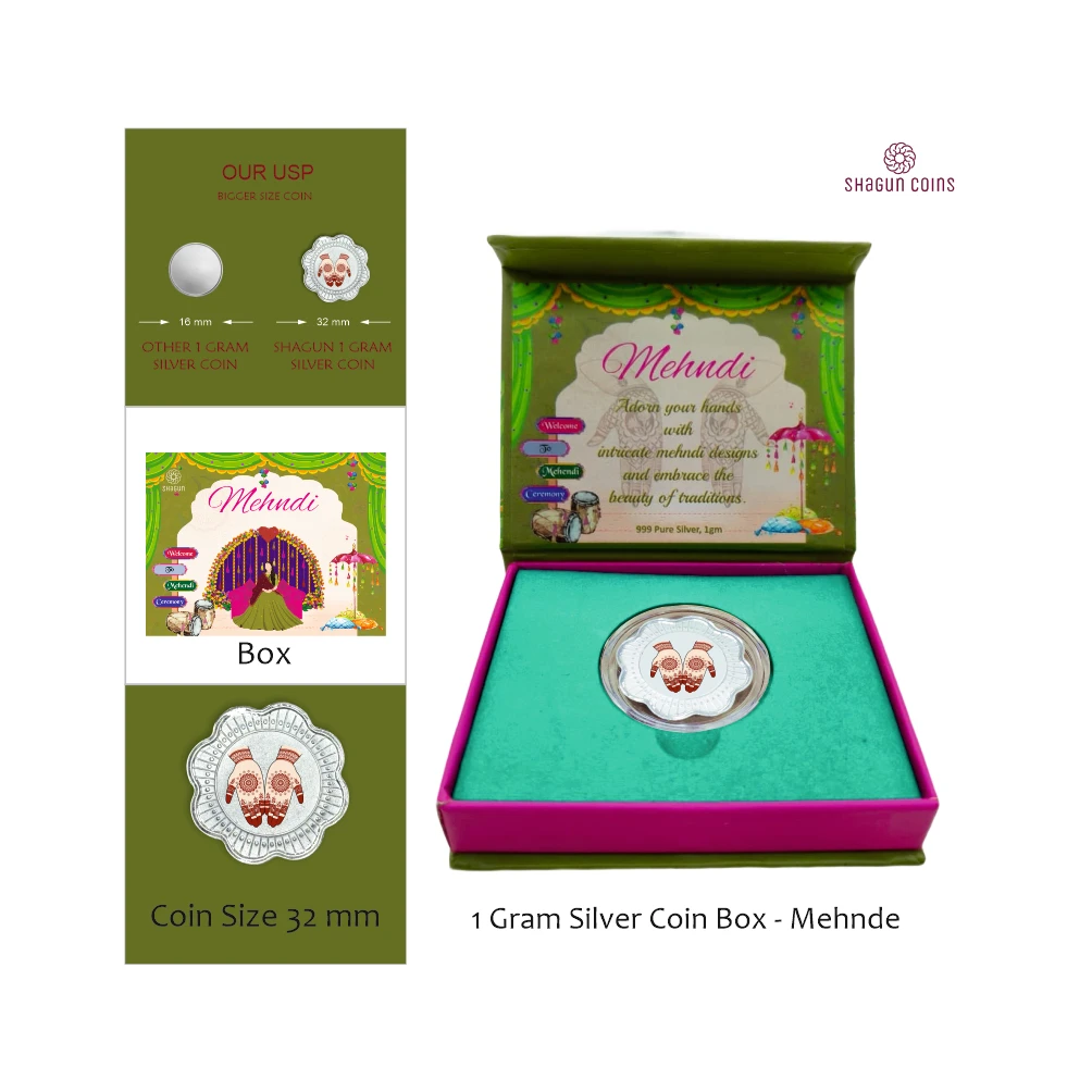 1 GRAM SILVER COIN BOX -  MEHNDI