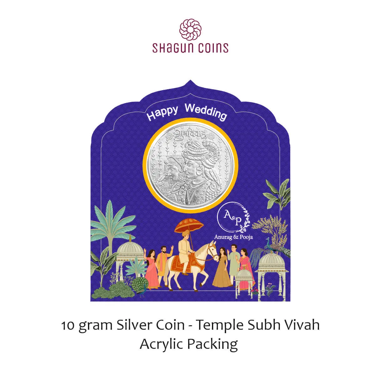 NEW SHAPE 10 GRAM SILVER COIN - STANDARD - happy wedding