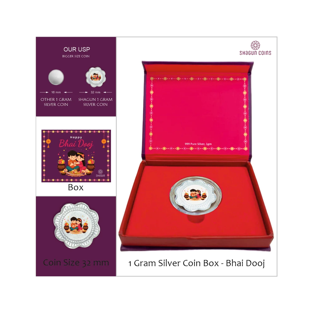 1 GRAM SILVER COIN BOX - bhai dooj