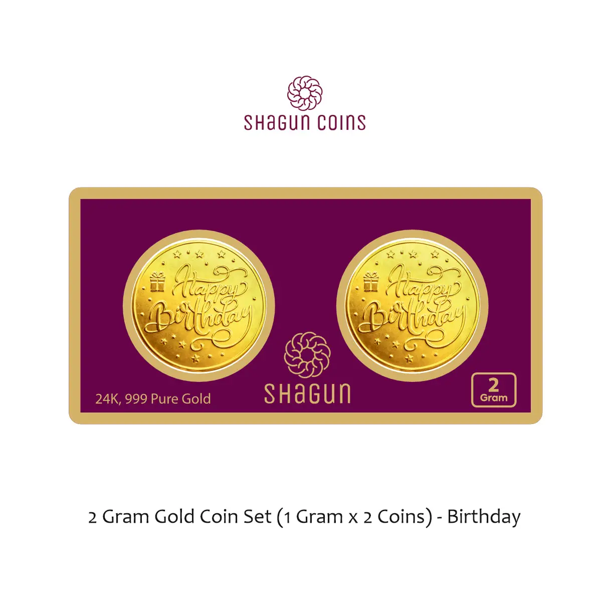 2 GRAM GOLD COIN SET NEW  (1 GRAM x 2 COINS) Birthday