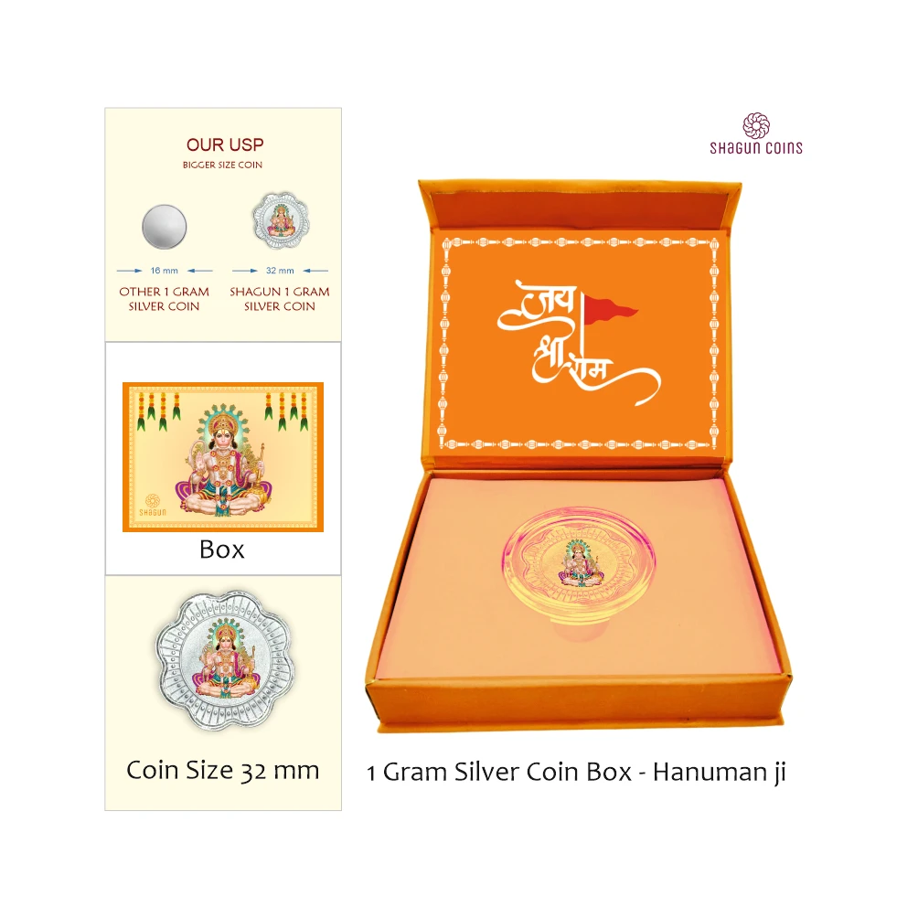 1 GRAM SILVER COIN BOX -  HANUMAN