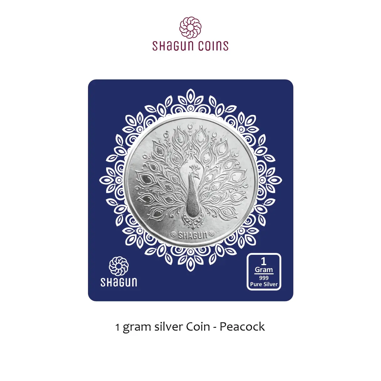 1 GRAM SILVER COIN BIG SIZE - 32MM -  peacock without box