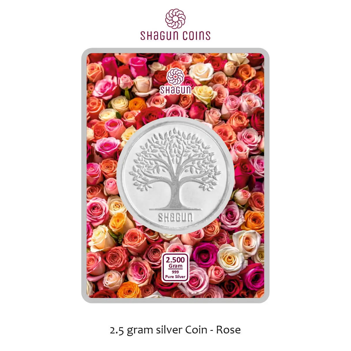 2.5 GRAM SILVER COIN PREMIUM- ROSE