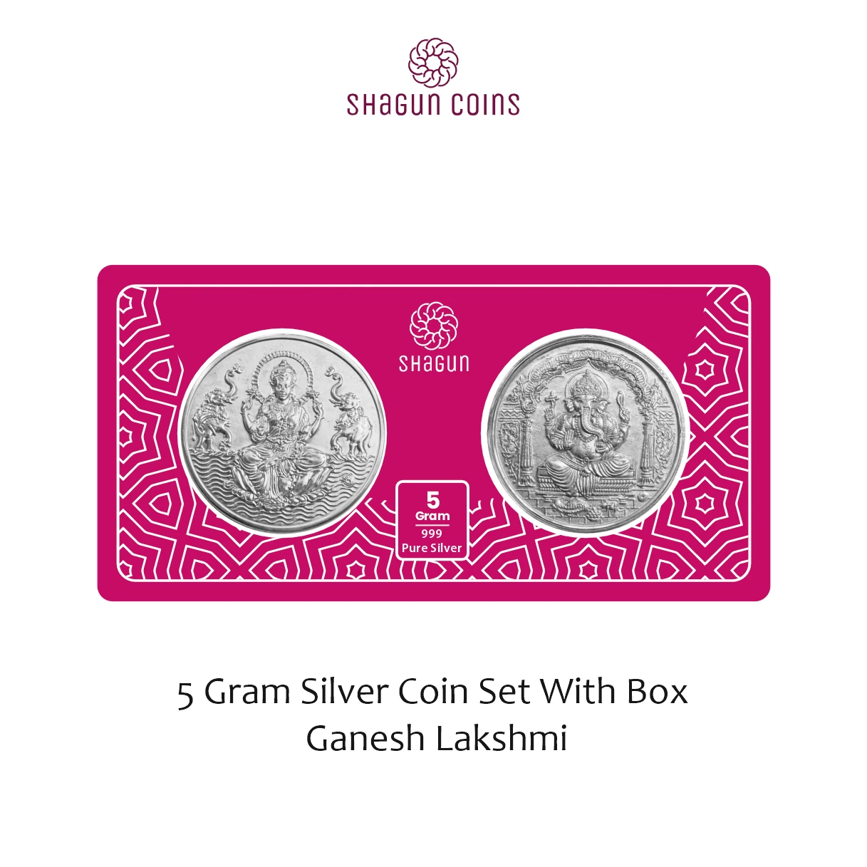 5 GRAM SILVER COIN SET WITH BOX - Ganesh lakshmi