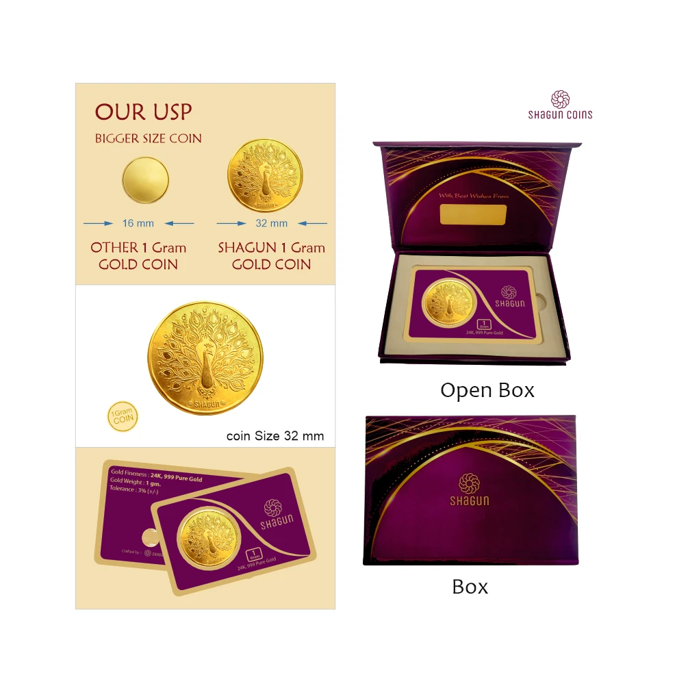 1 GRAM  GOLD COIN - Peacock
