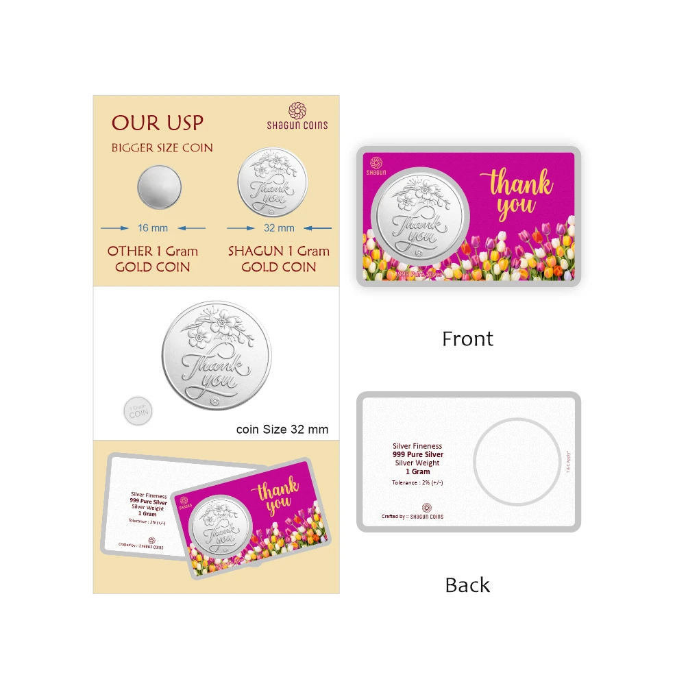 1 GRAM SILVER COIN PREMIUM - THANKYOU