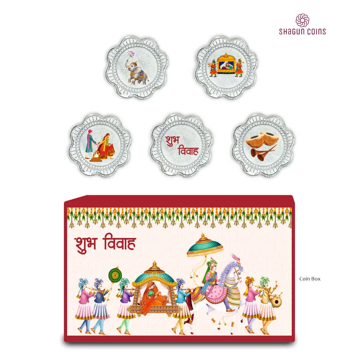5 GRAM SILVER COIN BOX - SHUBH VIVAH