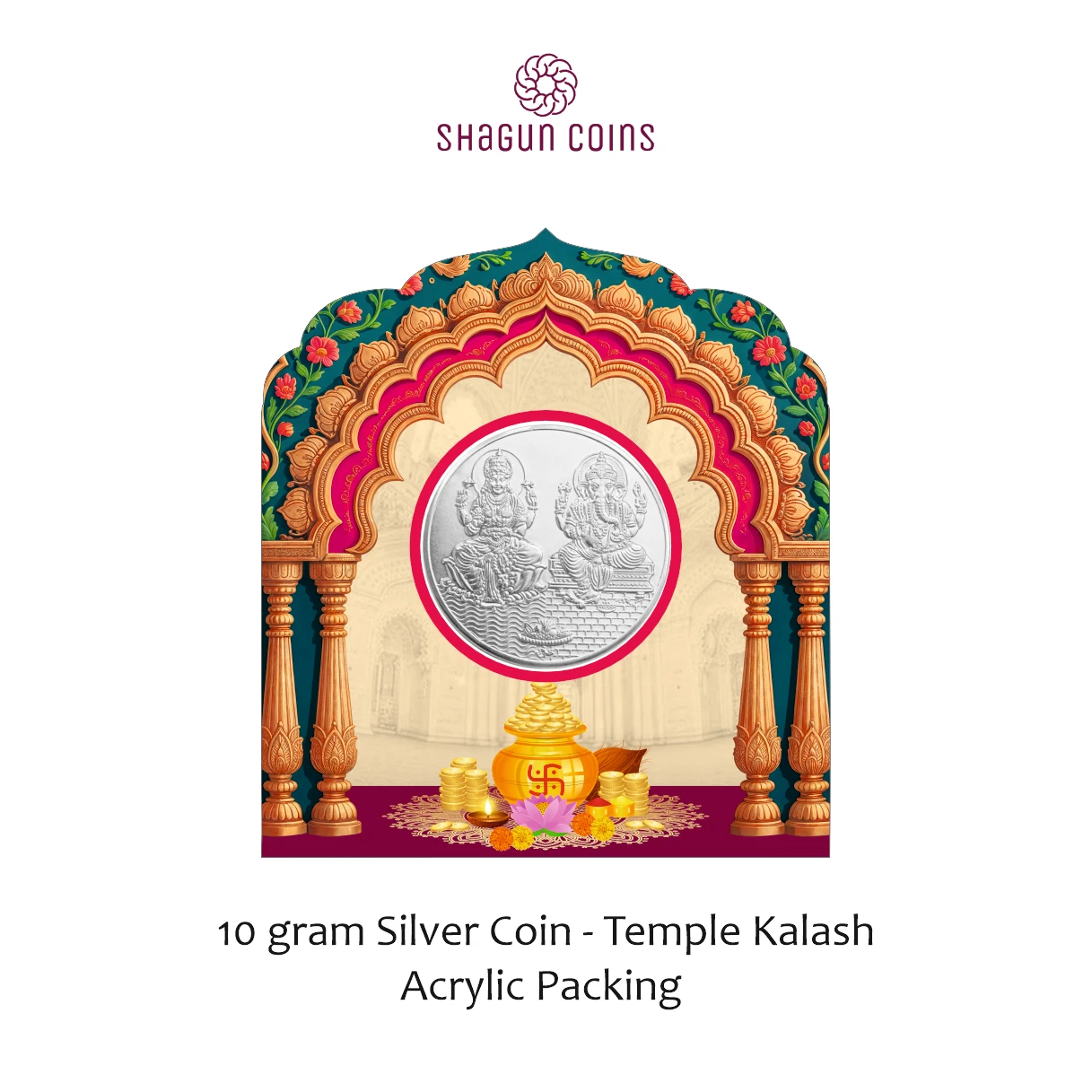 NEW SHAPE 10 GRAM SILVER COIN - STANDARD - Temple-kalash