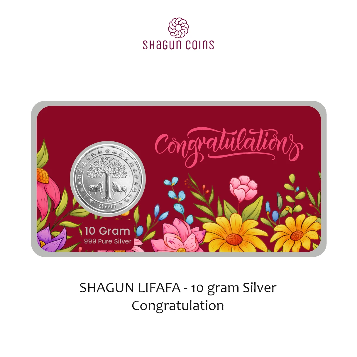 10 GRAM SILVER SHAGUN LIFAFA - CONGRATULATIONS