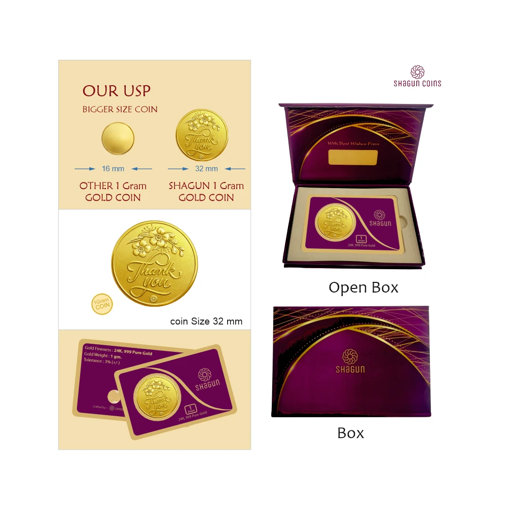 1 GRAM  GOLD COIN - Thankyou
