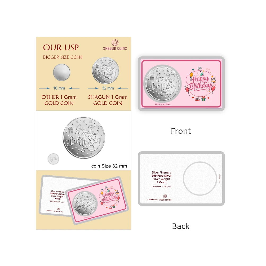 1 GRAM SILVER COIN PREMIUM - BIRTHDAY