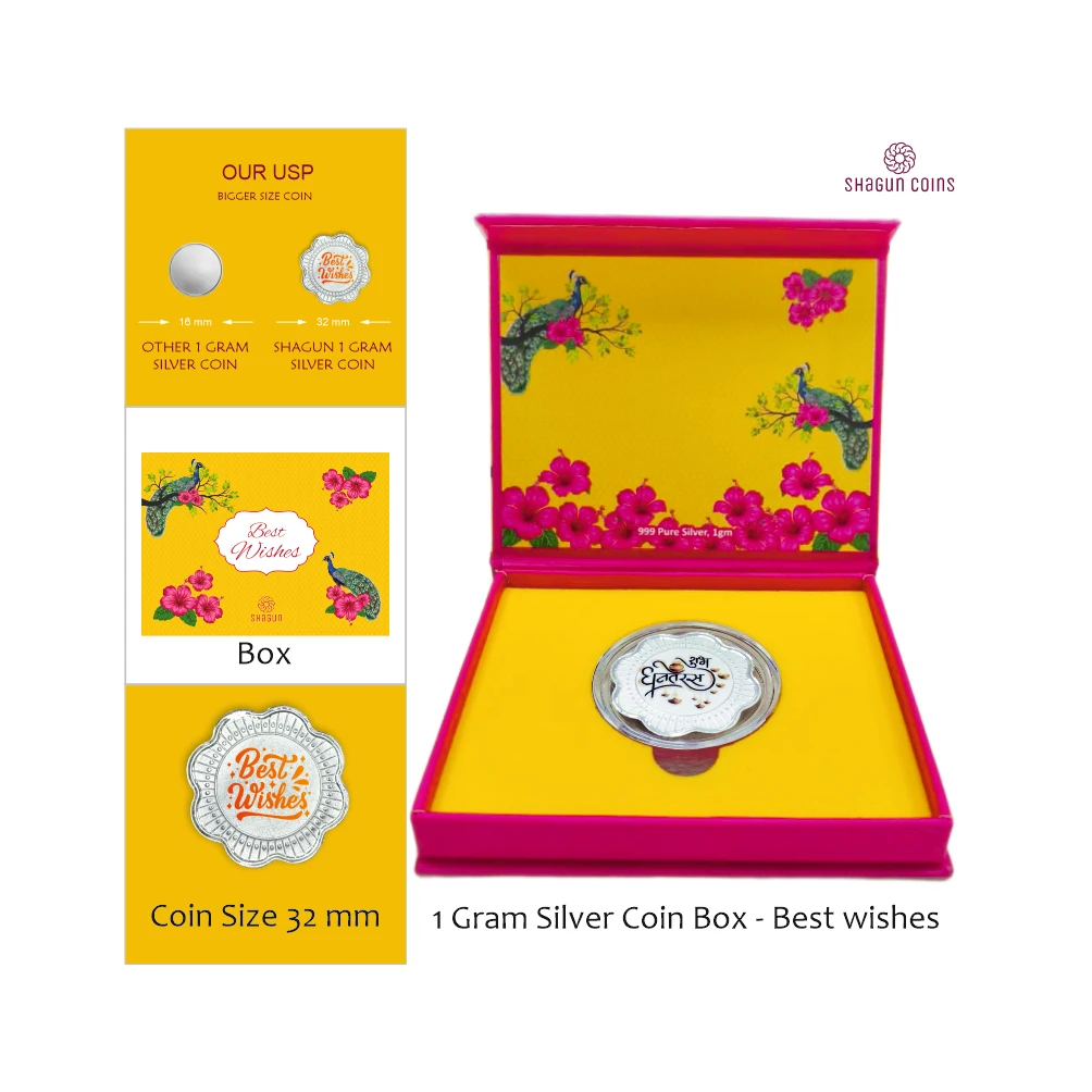 1 GRAM SILVER COIN BOX -  BEST WISHES