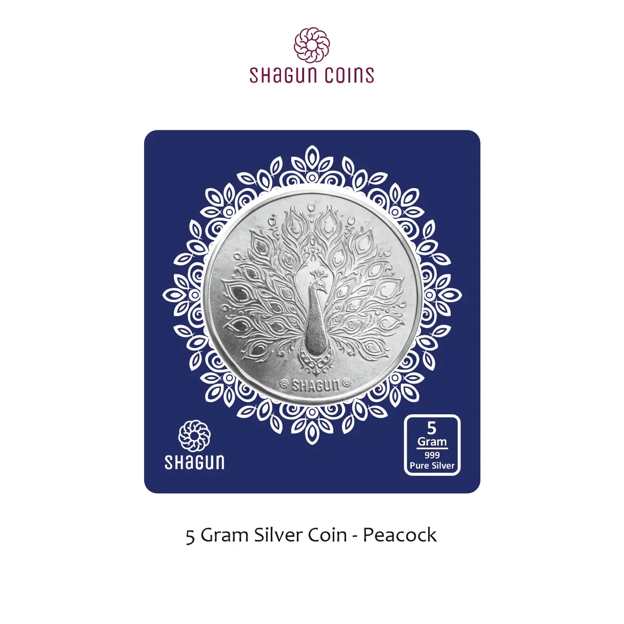 5 GRAM SILVER COIN BIG SIZE - 50MM -  peacock