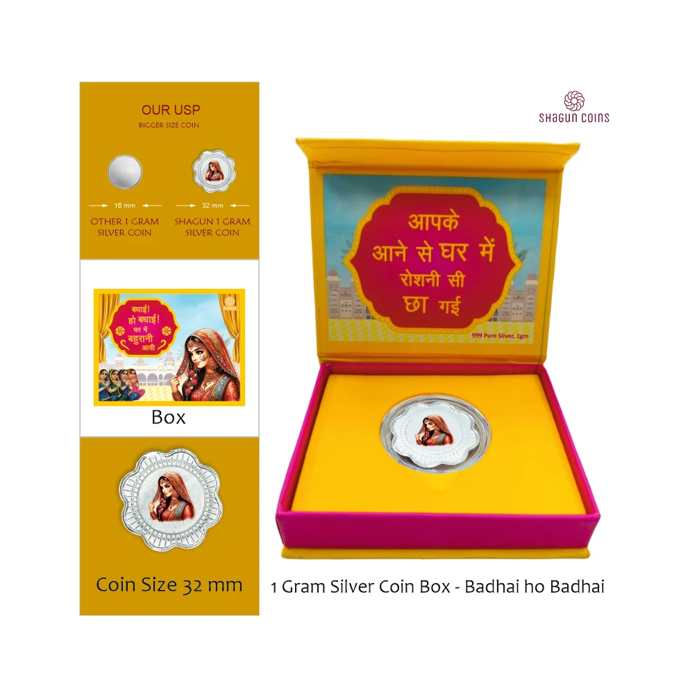 1 GRAM SILVER COIN BOX - BADHAI HO BADHAI