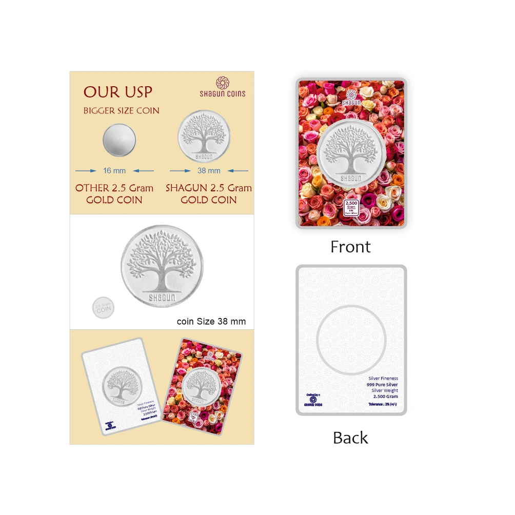 2.5 GRAM SILVER COIN PREMIUM- ROSE