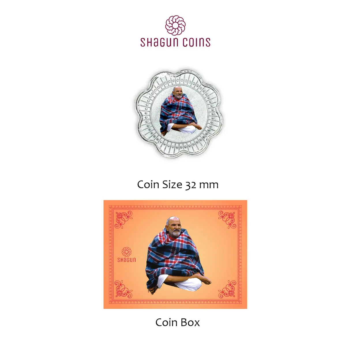 1 GRAM SILVER COIN BOX -  NEEM KAROLI