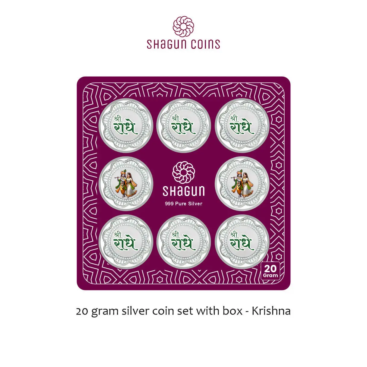 20gm set silver coin Krishna