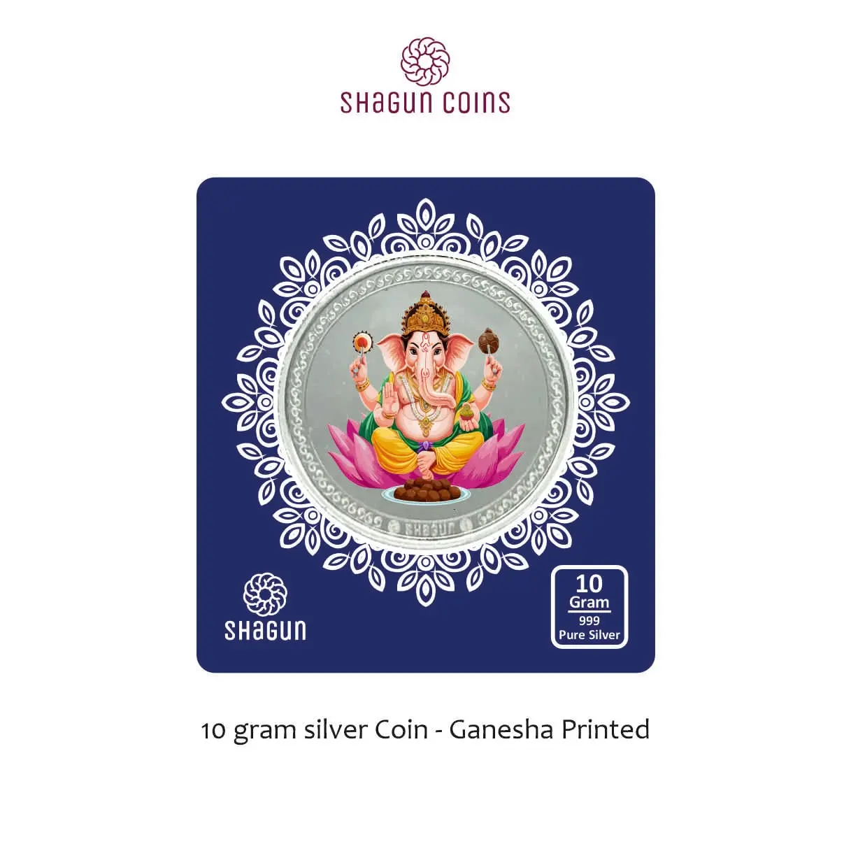 10 GRAM SILVER COIN BIG GANESHA PRINTED