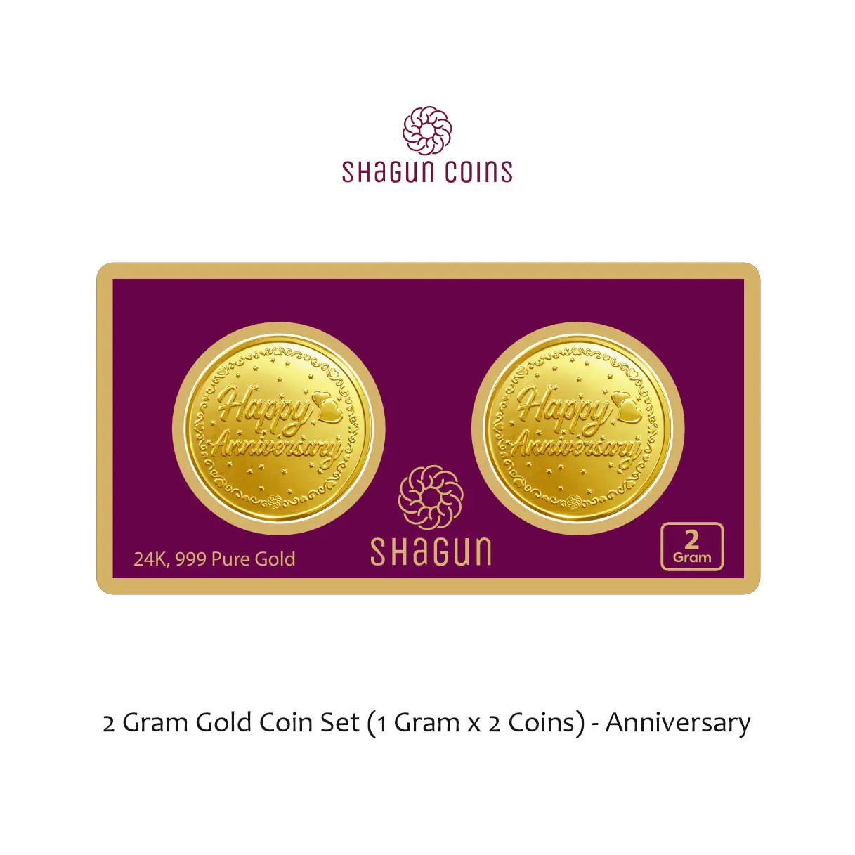 2 GRAM GOLD COIN SET NEW  (1 GRAM x 2 COINS)  Anniversary