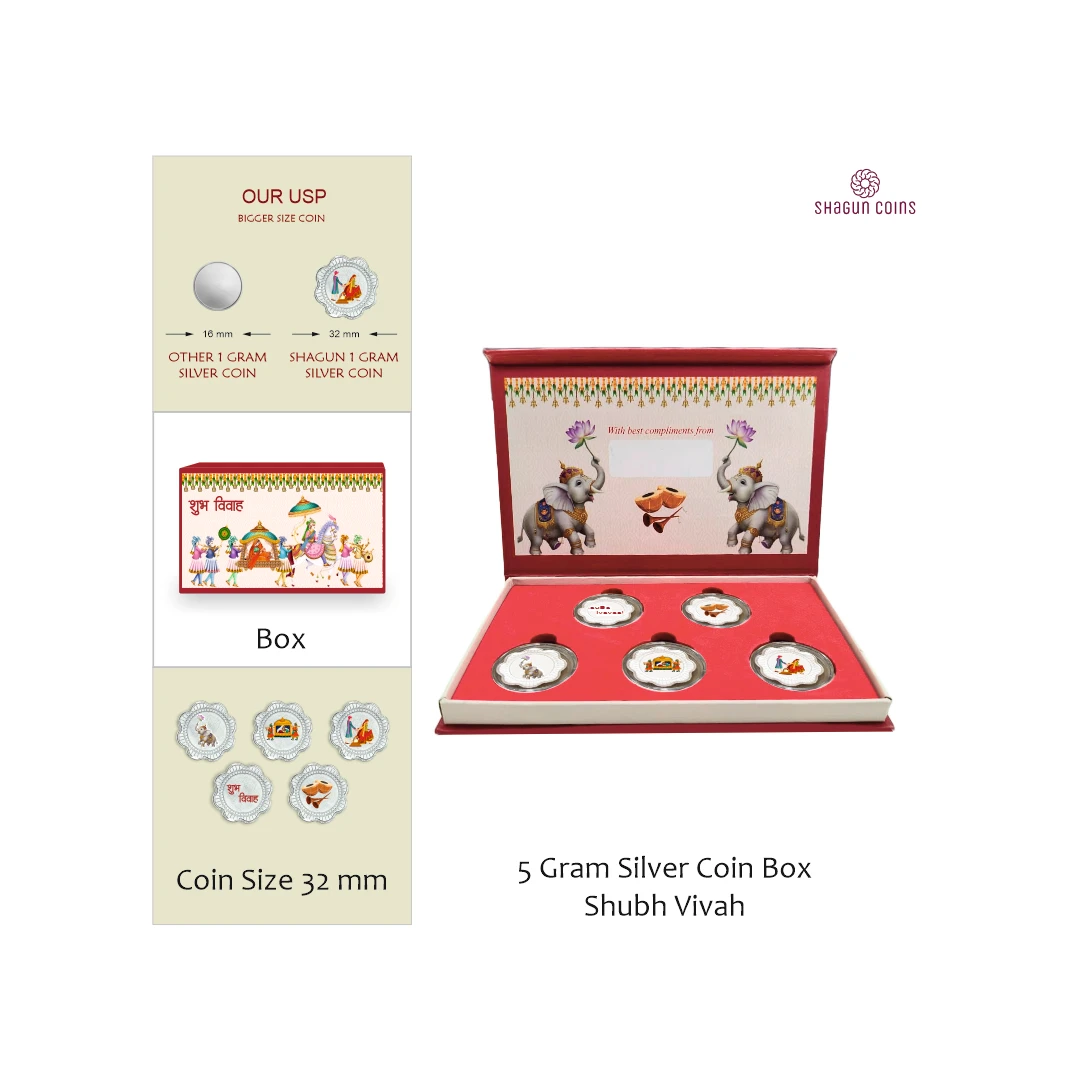 5 GRAM SILVER COIN BOX - SHUBH VIVAH