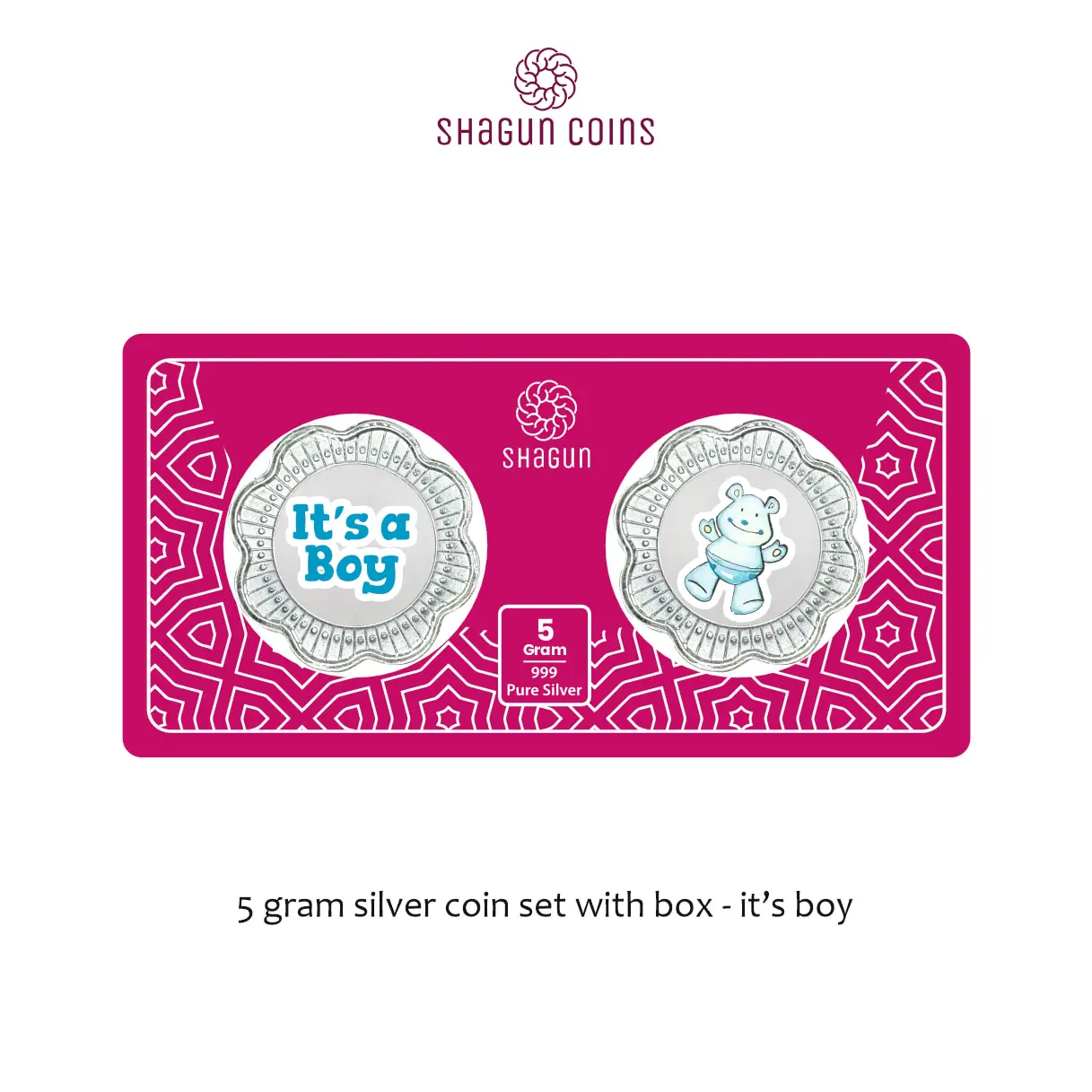 5 GRAM SILVER COIN SET WITH BOX - Boy
