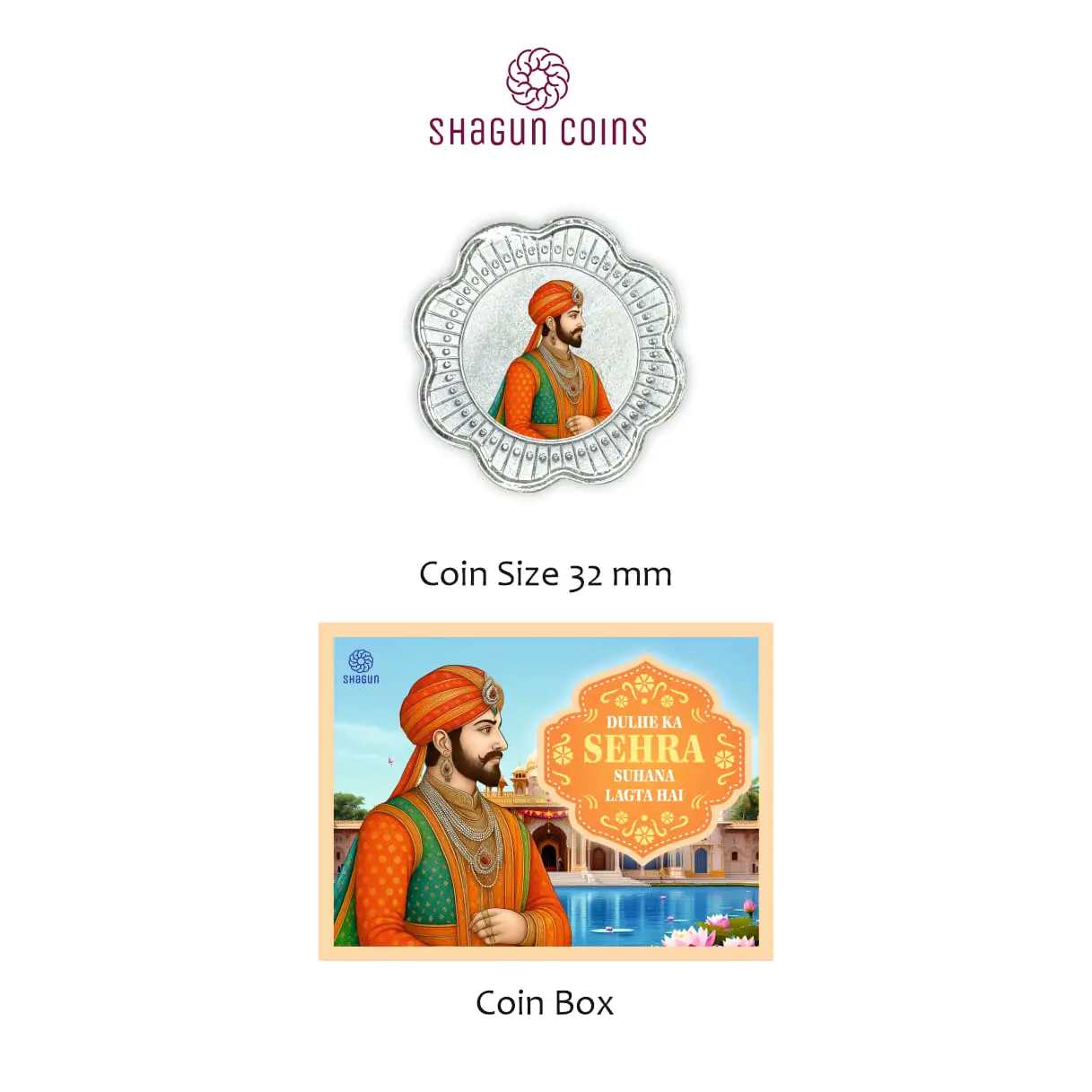 1 GRAM SILVER COIN BOX -  dulhe ka sehra