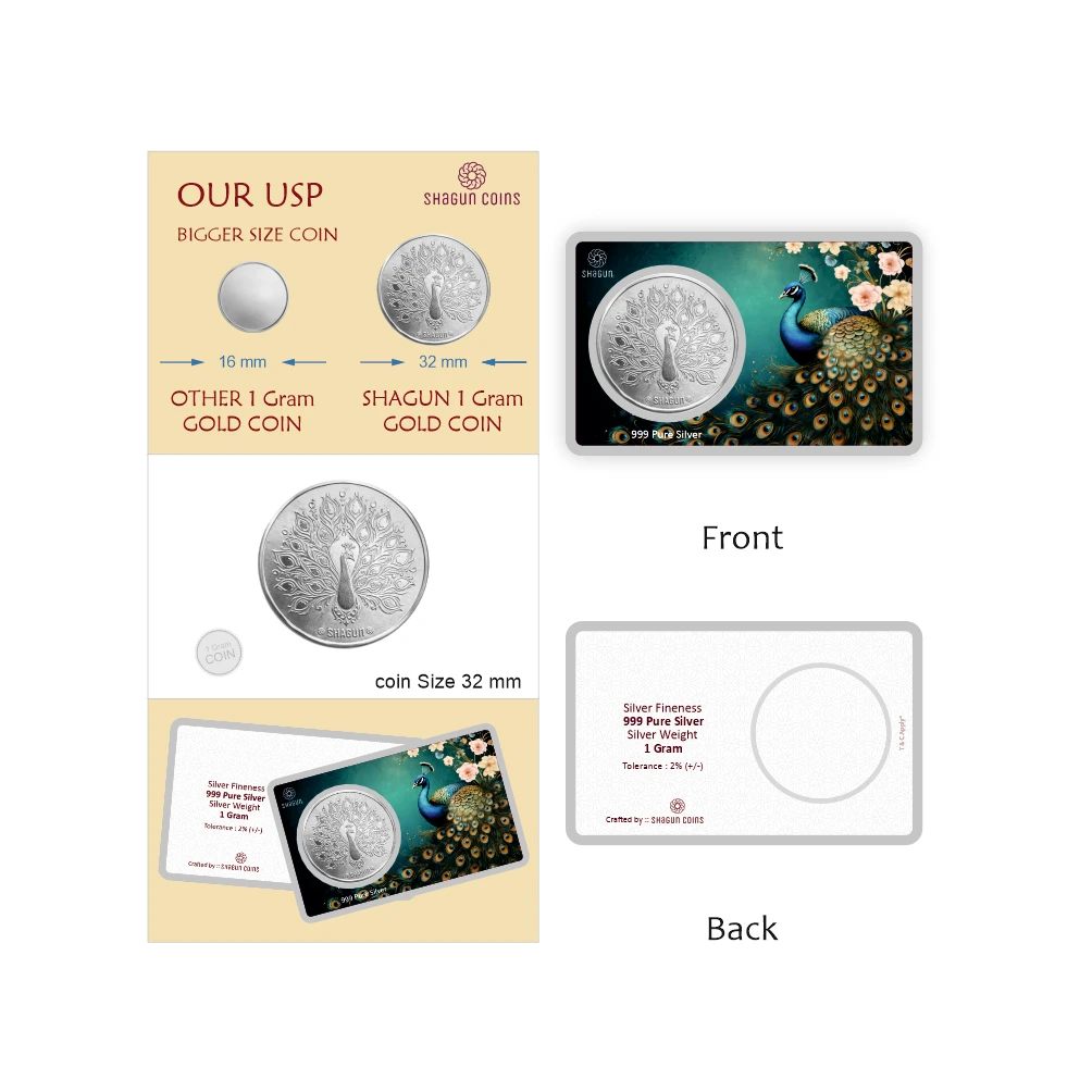 1 GRAM SILVER COIN PREMIUM - MAYUR