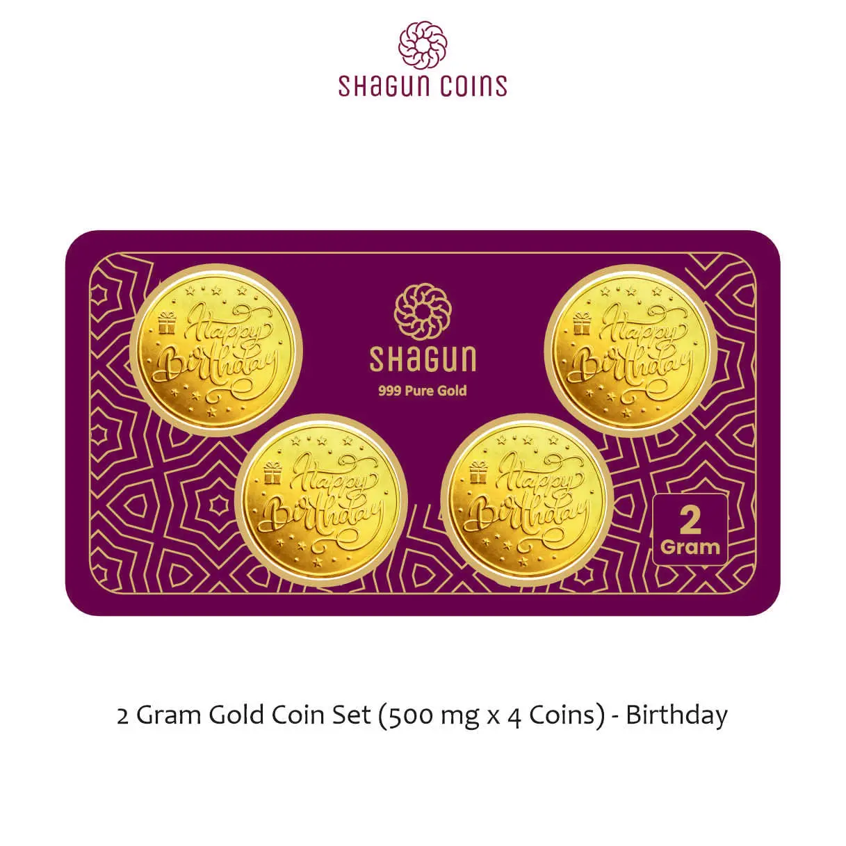 2 GRAM GOLD COIN SET NEW  (500 MG. x 4 COINS) Birthday