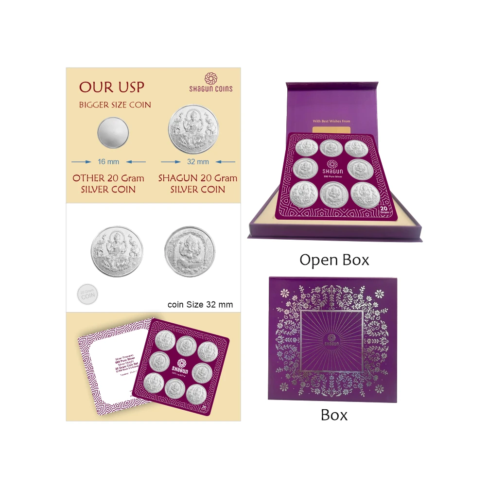 20gm set silver coin Ganesh lakshmi