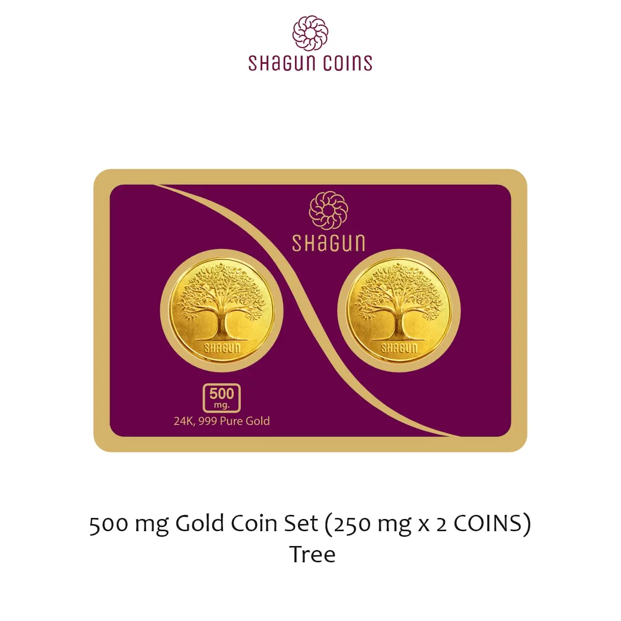 500 mg. GOLD COIN SET NEW   (250 mg. x 2 COINS) Tree