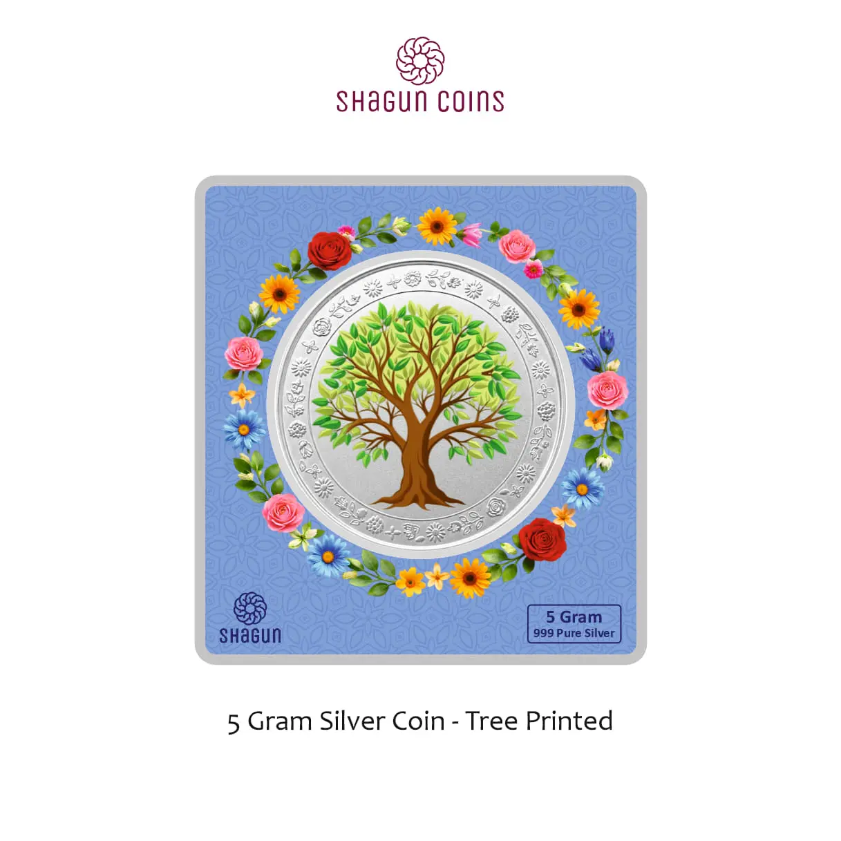 5 GRAM SILVER COIN BIG SIZE PREMIUM - 50MM - tree printed