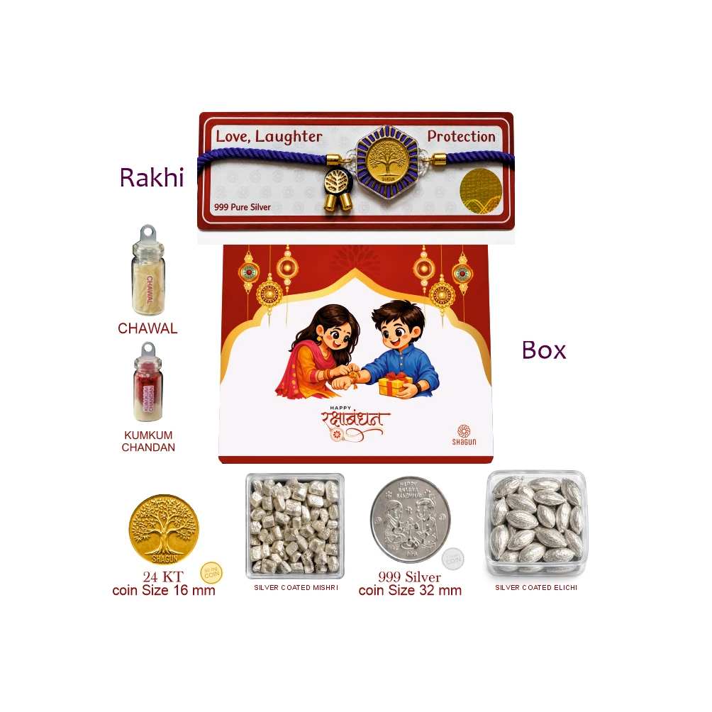 50 MG. GOLD  RAKHI BOX - TREE
