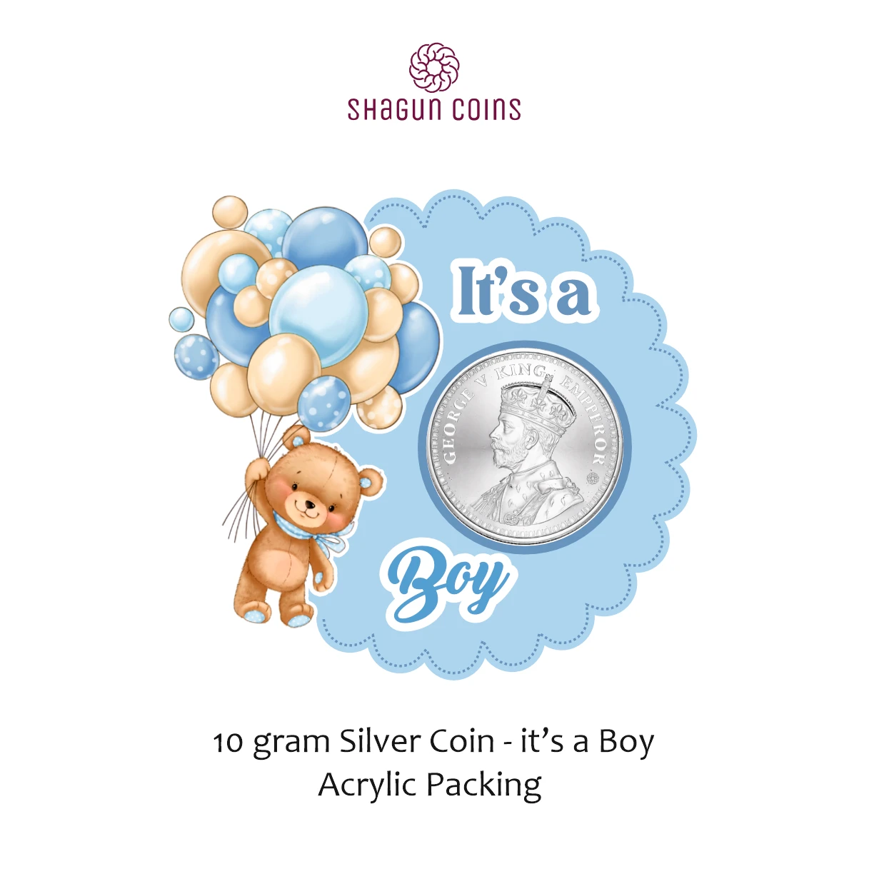 NEW SHAPE 10 GRAM SILVER COIN - STANDARD -  Boy