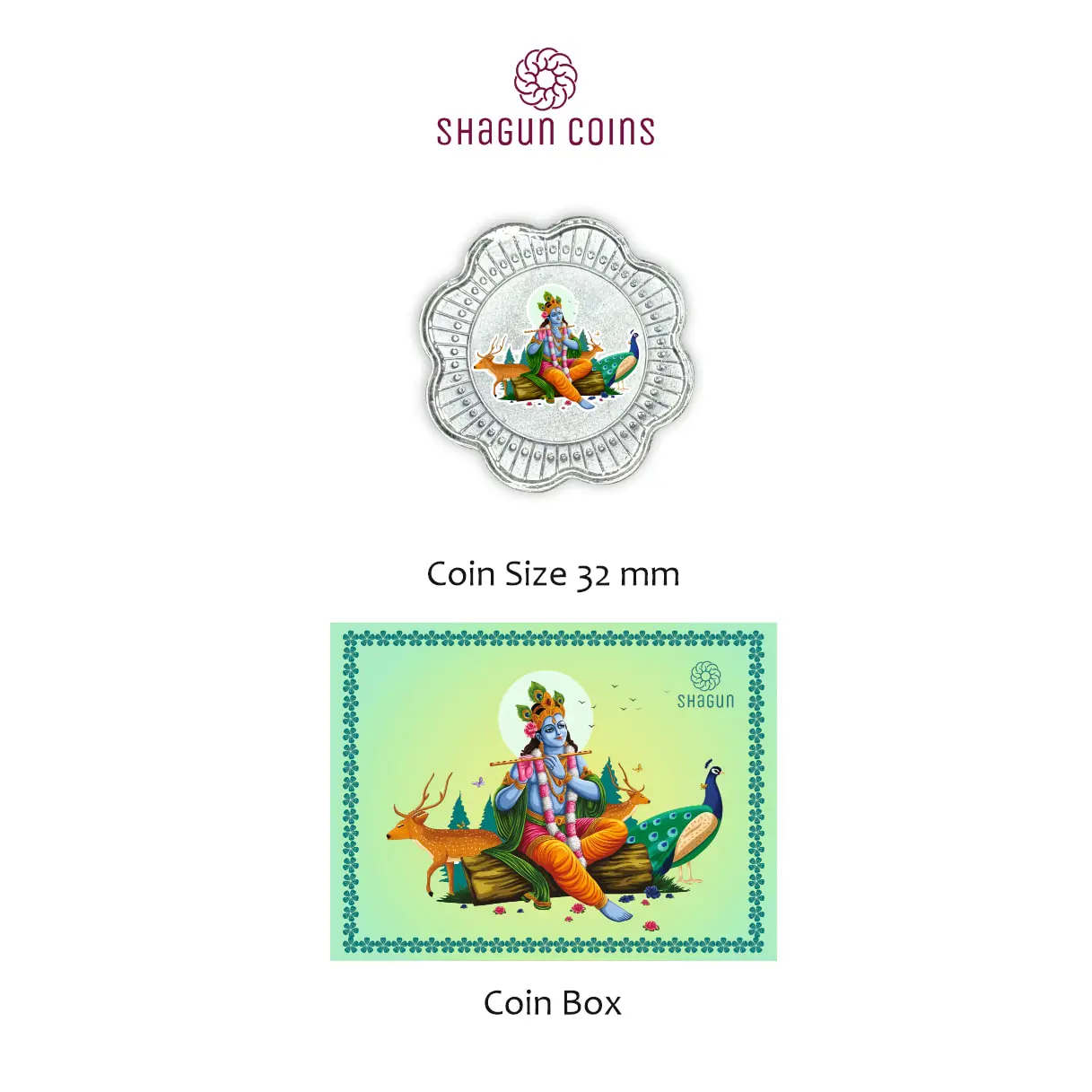 1 GRAM SILVER COIN BOX -  KRISHNA