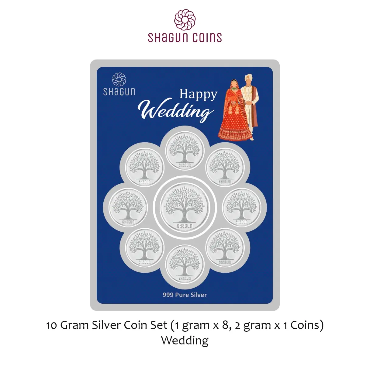 10 GRAM SILVER COIN   SET - 1 X 8  ,1 X2  GRAM  - WEDDING