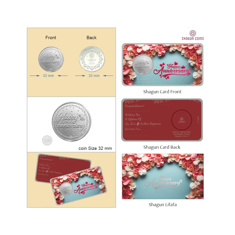 10 GRAM SILVER SHAGUN LIFAFA- ANNIVERSARY