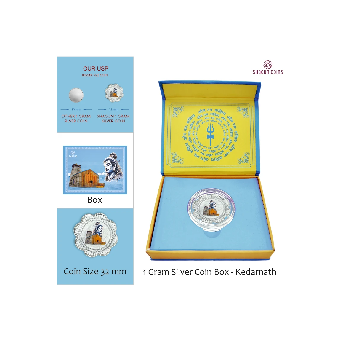 1 GRAM SILVER COIN BOX -  SHIV JI