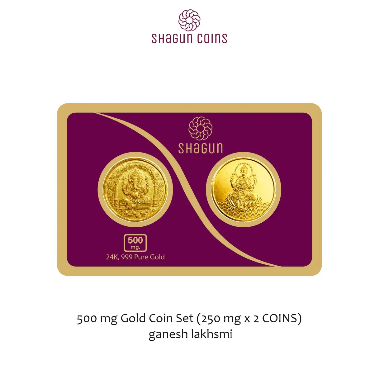 500 mg. GOLD COIN SET NEW   (250 mg. x 2 COINS) ganesh lakhsmi