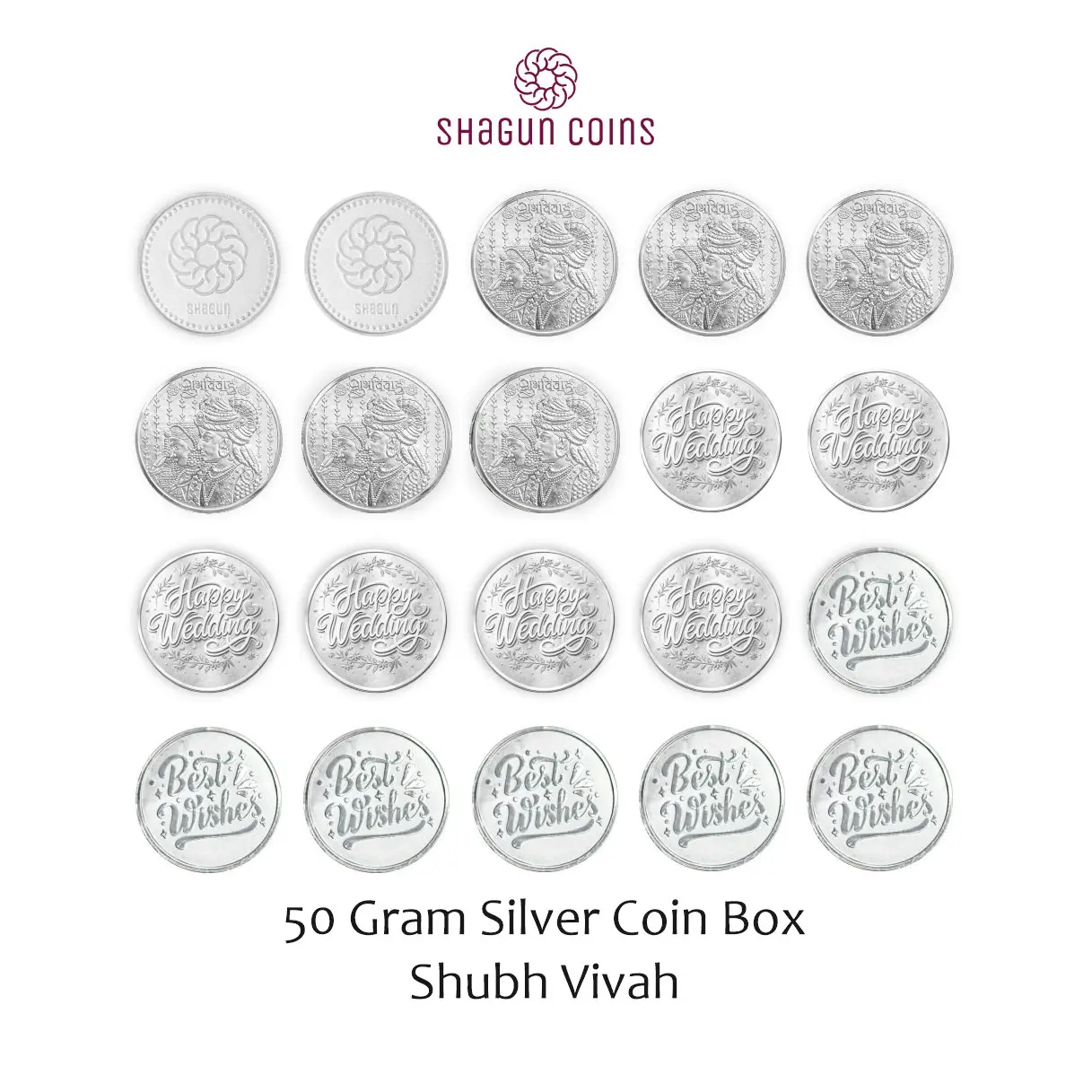 50 GRAM SILVE COIN BOX -  SHUBH VIVAH