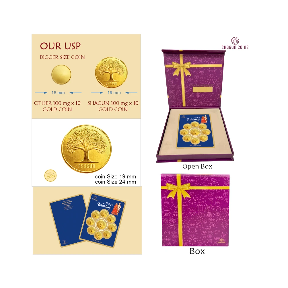 1 GRAM GOLD COIN SET (100X8,200X1)- WEDDING blue
