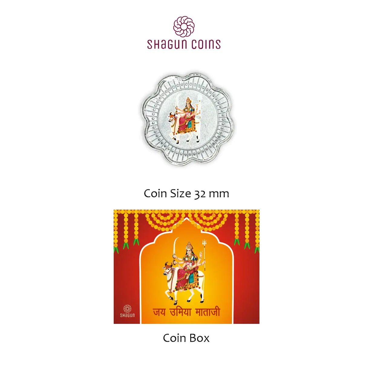 1 GRAM SILVER COIN BOX -  umya mata ji
