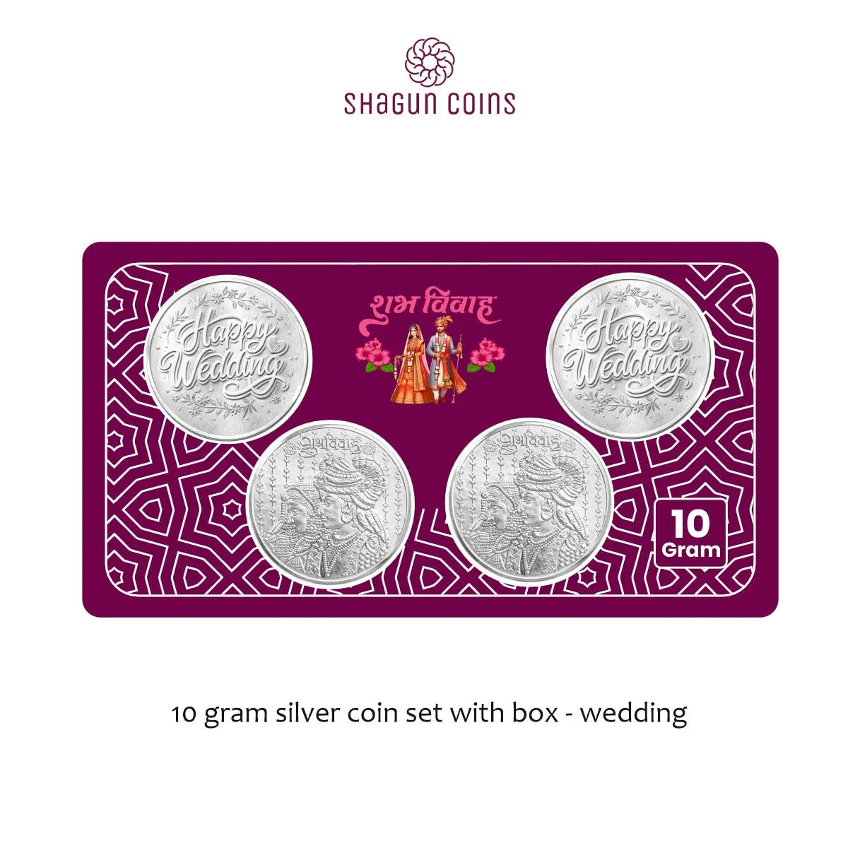 10 GRAM SILVER COIN SET WITH BOX -  Wedding