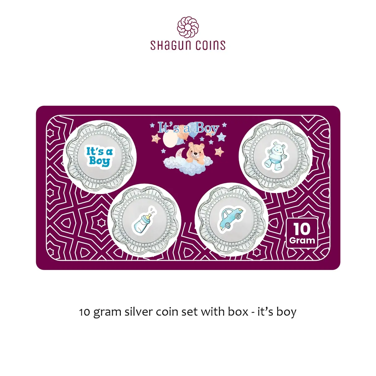10 GRAM SILVER COIN SET WITH BOX -  Boy