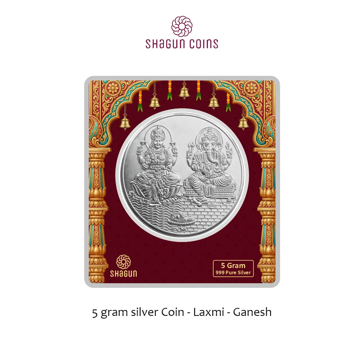5 GRAM SILVER COIN BIG SIZE PREMIUM - 50MM -  Laxmi ganesh