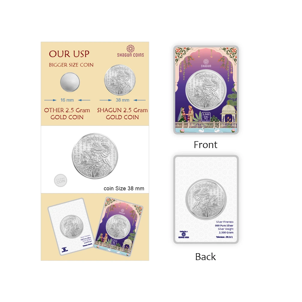 2.5 GRAM SILVER COIN PREMIUM- WEDDING