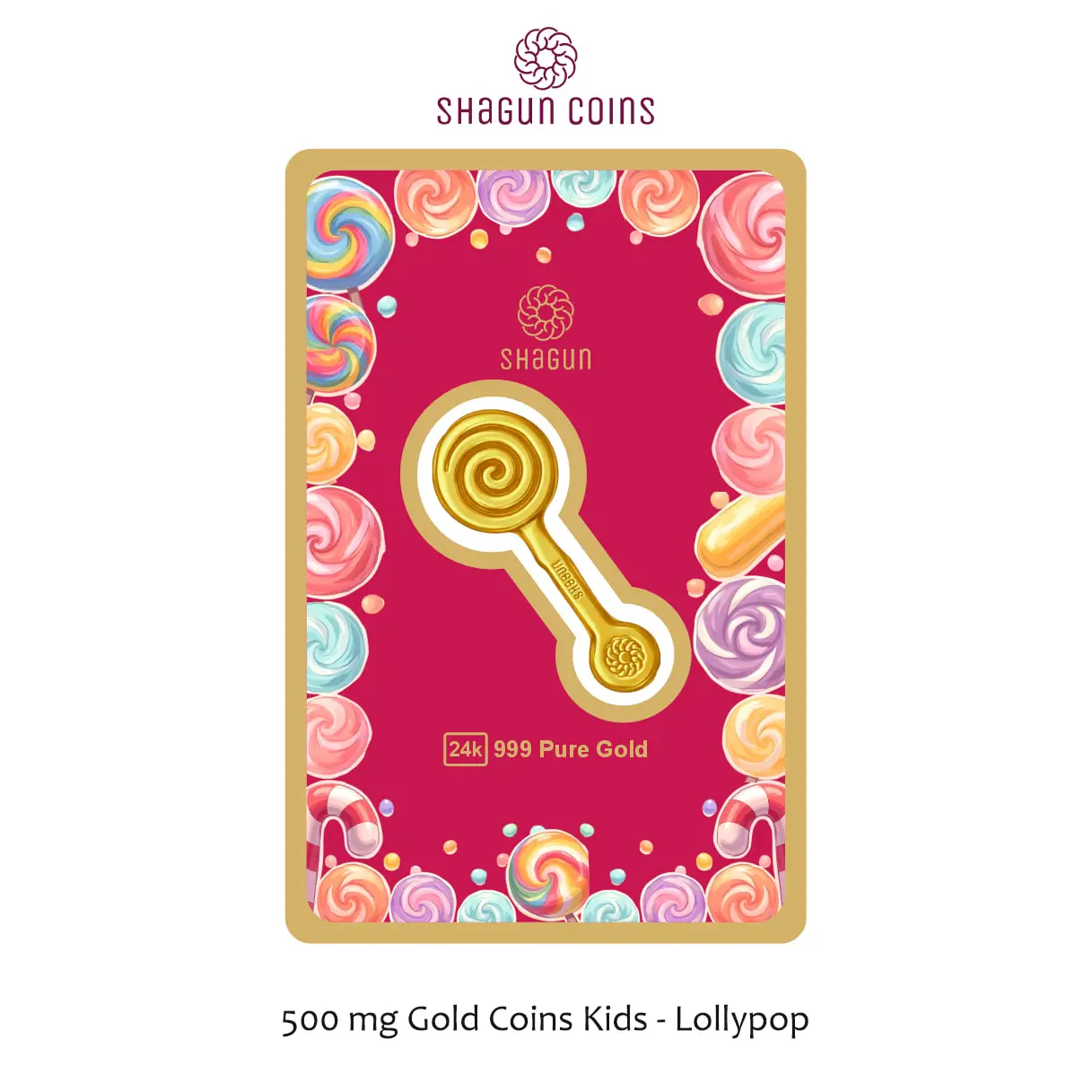 500 mg. GOLD COINS KIDS - LOLLYPOP