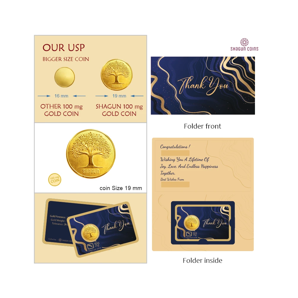 100 mg.GOLD SHAGUN FOLDER - THANKYOU